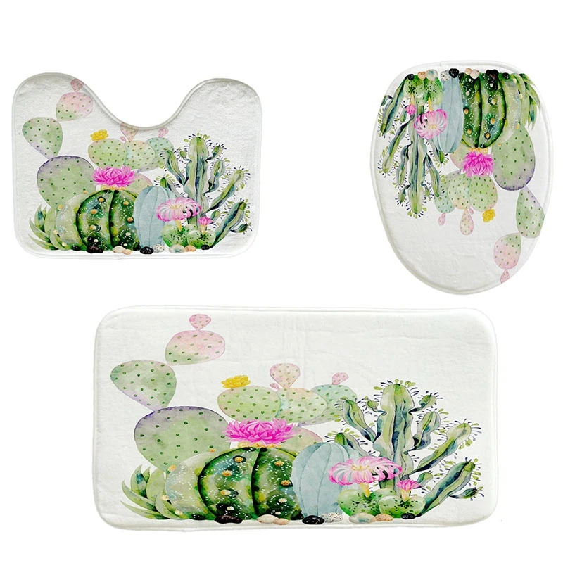 Home Garden Cactus Flowers Theme Waterproof Fabric Home Decor Shower Curtain Bathroom Mat Shower Curtains Adsmoh Org Ng