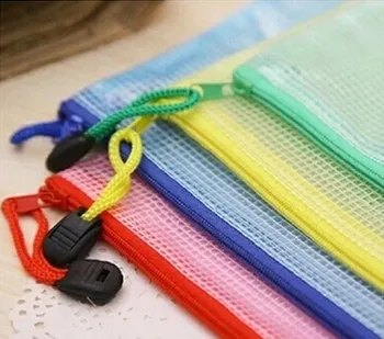 5pcs/lot Gridding Waterproof Zip Bag Document Pen Filing Products Pocket Folder Free shipping Office & School Supplies 1