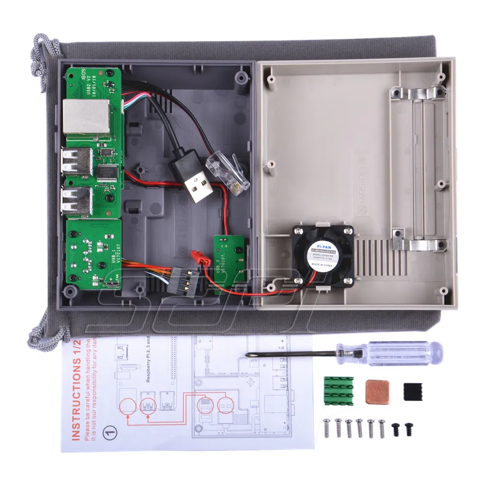 Case + Mais Botão de Energia com Desligamento Seguro para Raspberry b + - Original Nova Versão Nespi Retroflag Kit Funcional pi 3 - 2b 52pi - Imagem 6