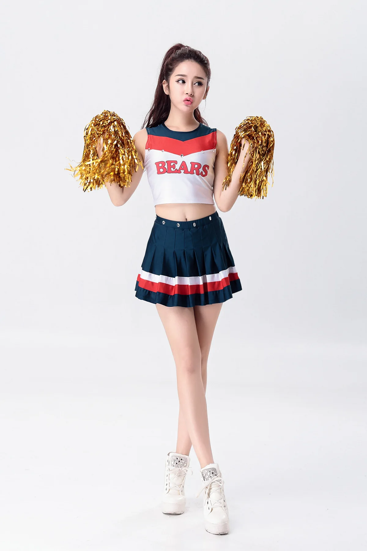 Бесплатные подарки 2 шт POM POMS High School Cheer музыкальные Glee бейсбольные костюмы для черлидеров наряд танцовщица из команды поддержки 2 шт костюм