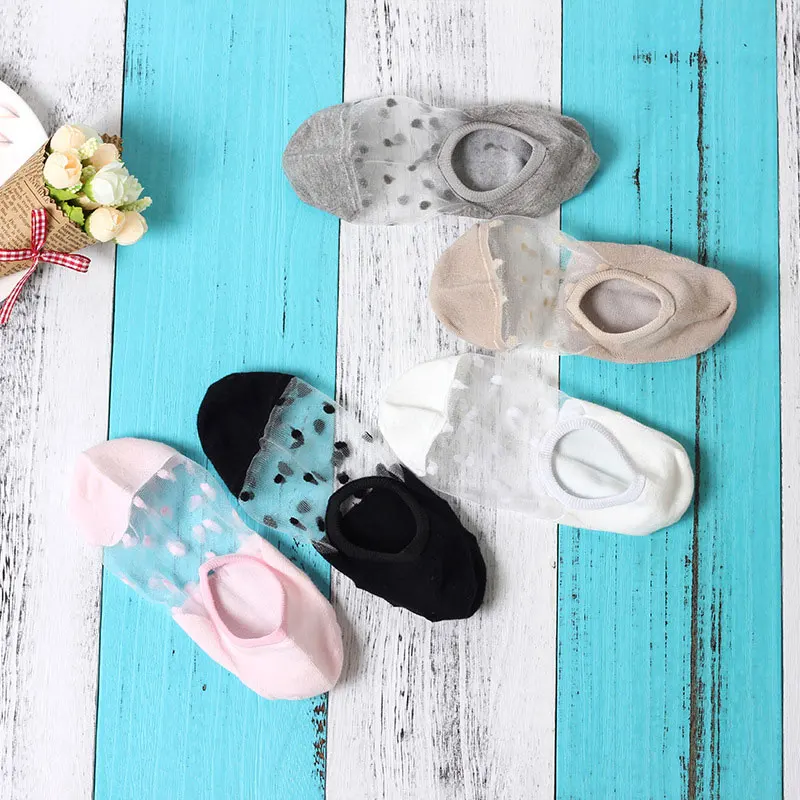 

1Pair New Elegant Women Girls Cotton Comfortable Solid Dot Spring Summer Wear Low Ankle Invisible Elastic Short Socks