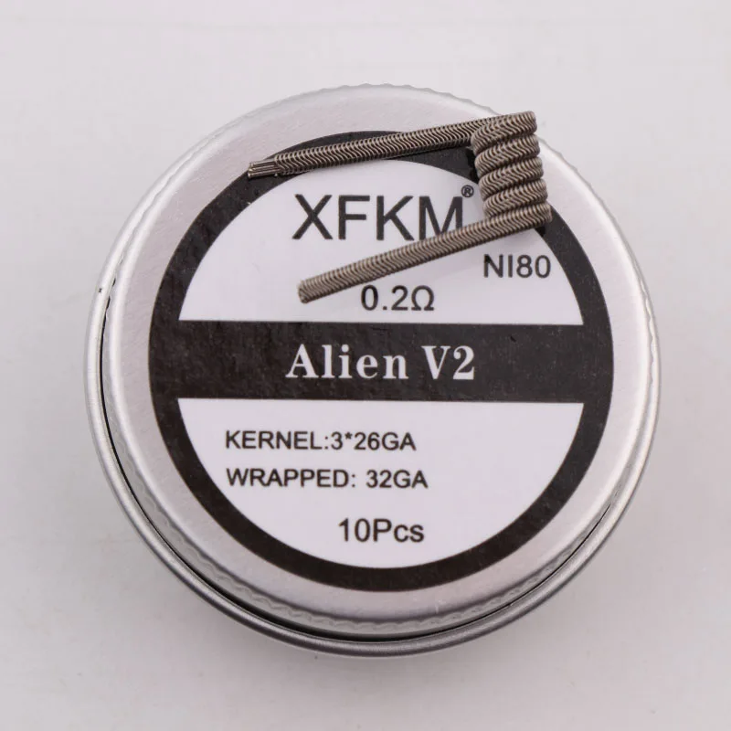 Новинка XFKM NI80 A1 SS316L 10 шт./лот готовая катушка ALIEN V2 проволочные катушки