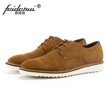 

Fashion Round Toe Lace up Man Flat Platform Casual Shoes Cow Suede Leather Men's Handmade Comfortable Outdoor Footwear SS250