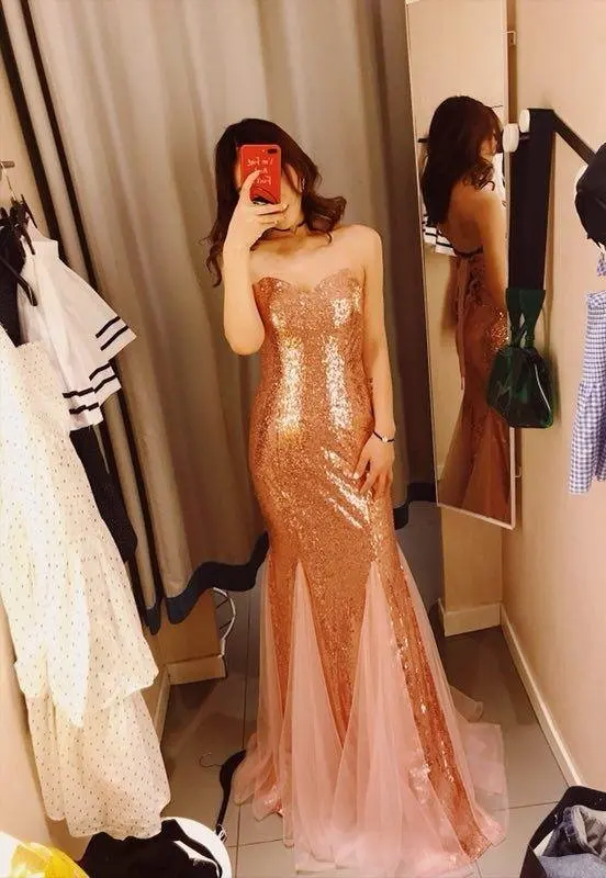 VKBRIDAL мульти стиль розовое золото с пайетками Русалка платья подружек невесты