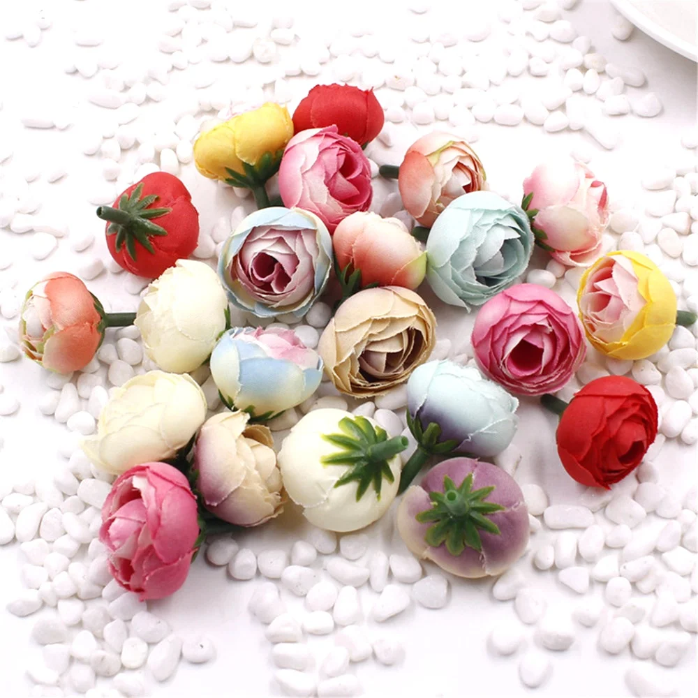 10 шт./лот, 3 см искусственные цветы для украшения дома, Искусственные Свадебные цветы ручной работы, маленькие чайные пакетики