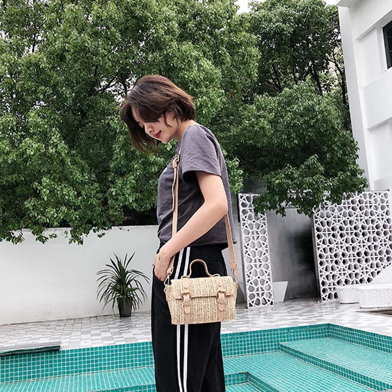 Women Summer Fashion Handbag INS Popular Female Casual Straw Bag Holiday Lady Shoulder Bag Travel Knitted Tote Bolsa SS7219 (5)