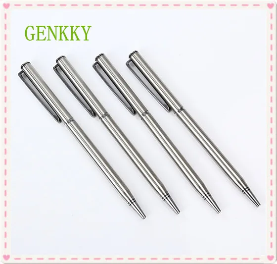 

1pcs/lot Rotating metal ballpoint pen stainless steel ball pen steel bar oil pen commercial stationery pen free shipping