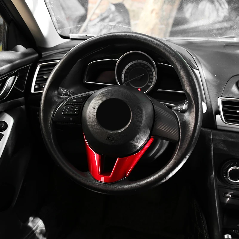 2Pcs For Mazda 3 Axela 2017 2018 Carbon fiber Car Steering Wheel Cover Trim x
