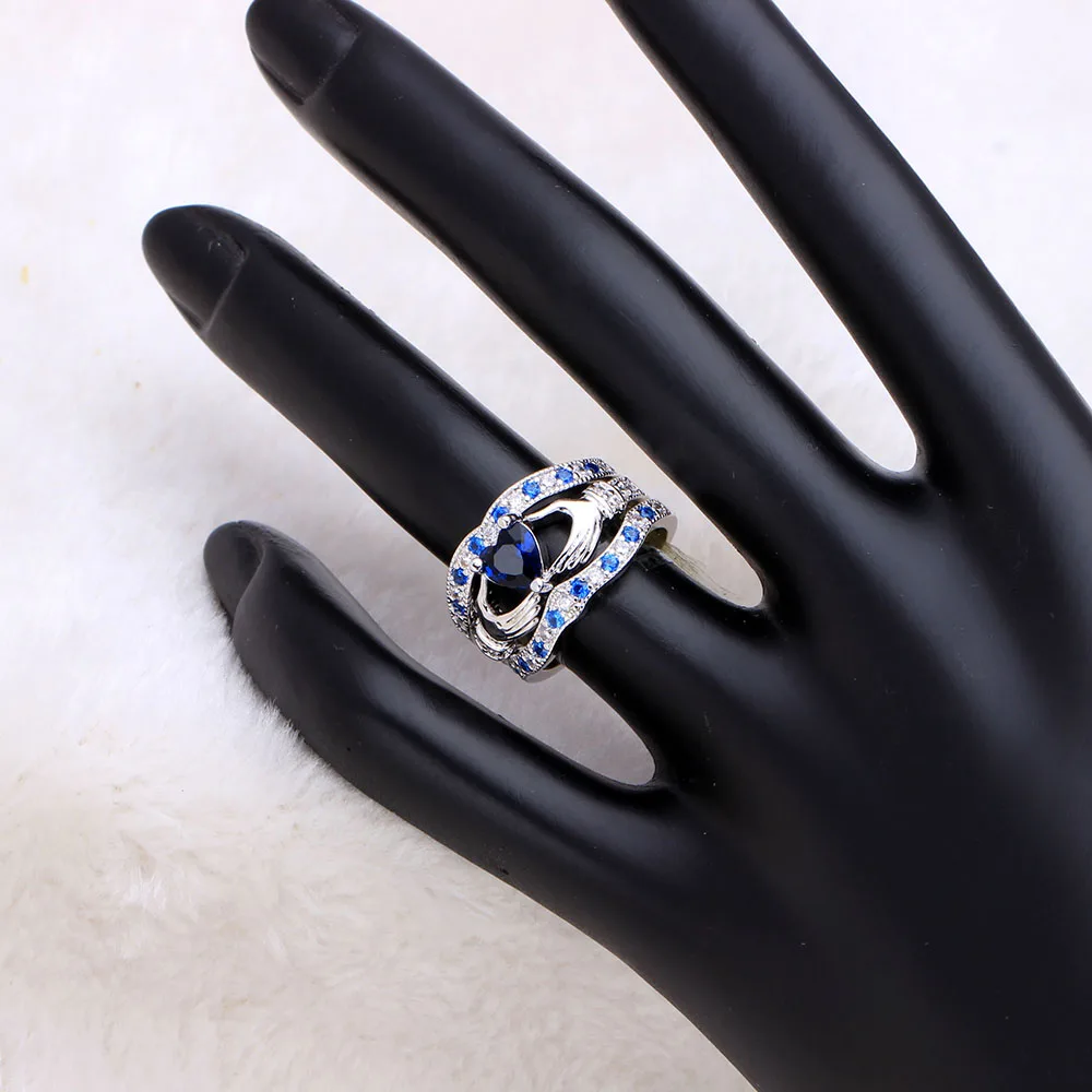 Blue Created Purple White Princess Wedding Band Women Crown Heart Aeproduct Getsubject