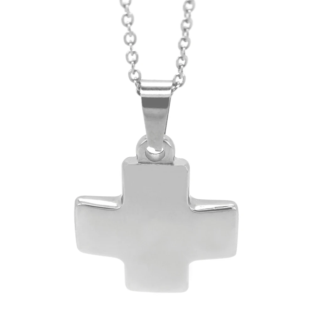 

RINYIN Women Fashion Jewerly High Quality Polish T@CO Fat Cross Pendant Stainless Steel Necklace Links Chain 18"