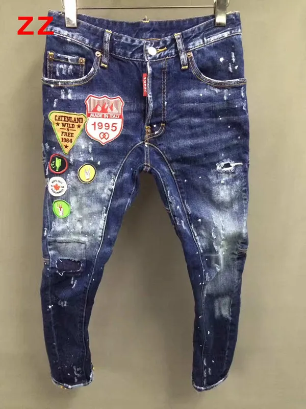 

F.N.JACK Mens Jeans Fashion Ripped Jeans for Men Stylish Moto Biker Skinny Slim Straight Denim Vintage Men Jeans