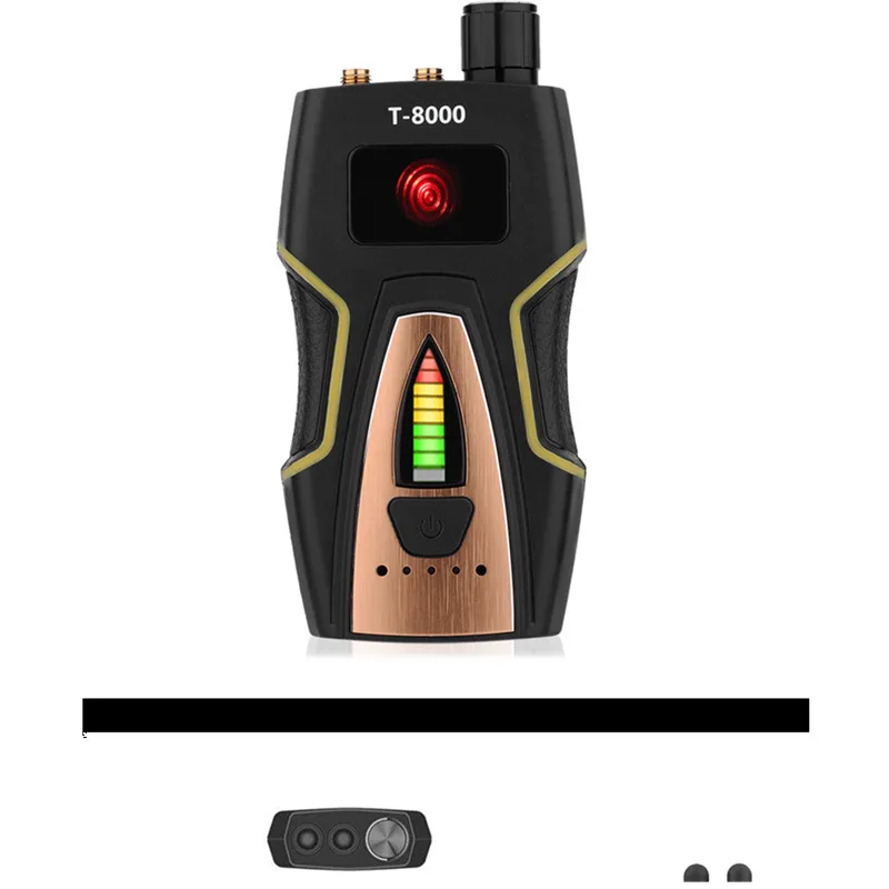 Anti-Spy Wireless RF Signal Detector Bug GPS Camera Finder for Hidden Lens GSM Listening Device T8000(GOLD)
