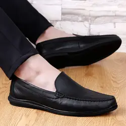 Для мужчин из натуральной кожи Лоферы Мягкая обувь Человек Повседневное Мокасины Мужская обувь для отдыха на плоской подошве Для мужчин