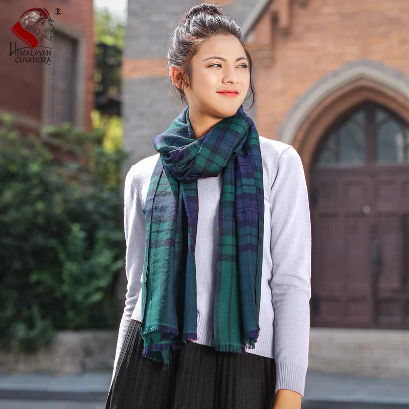 

Nepalese 100% Australian wool Scotland Plaid checked scarf shawl Green & red Free Shipping Thin type Factory price Great quality