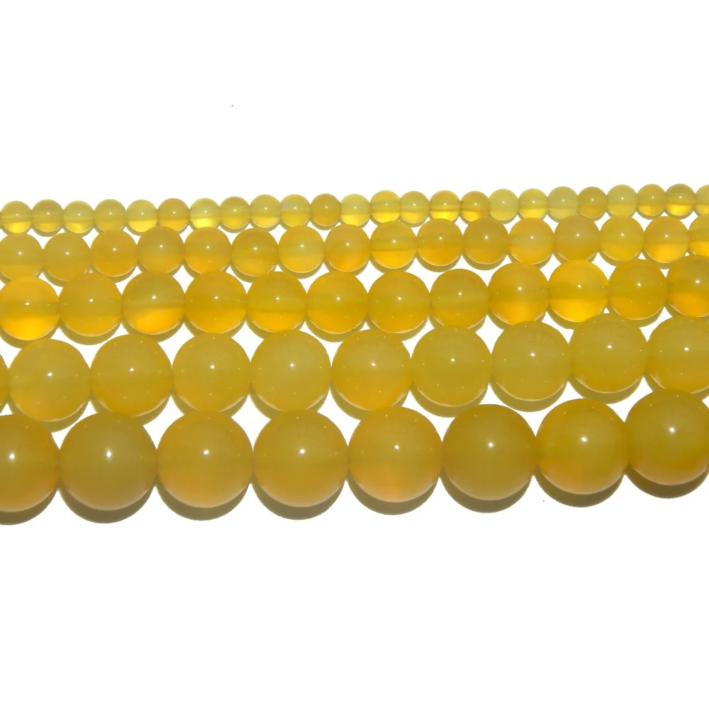 

Wholesale Natural Stone Yellow Agates Round Loose Beads 4 6 8 10 12 MM Pick Size For Jewelry Making charm DIY Bracelet Necklace