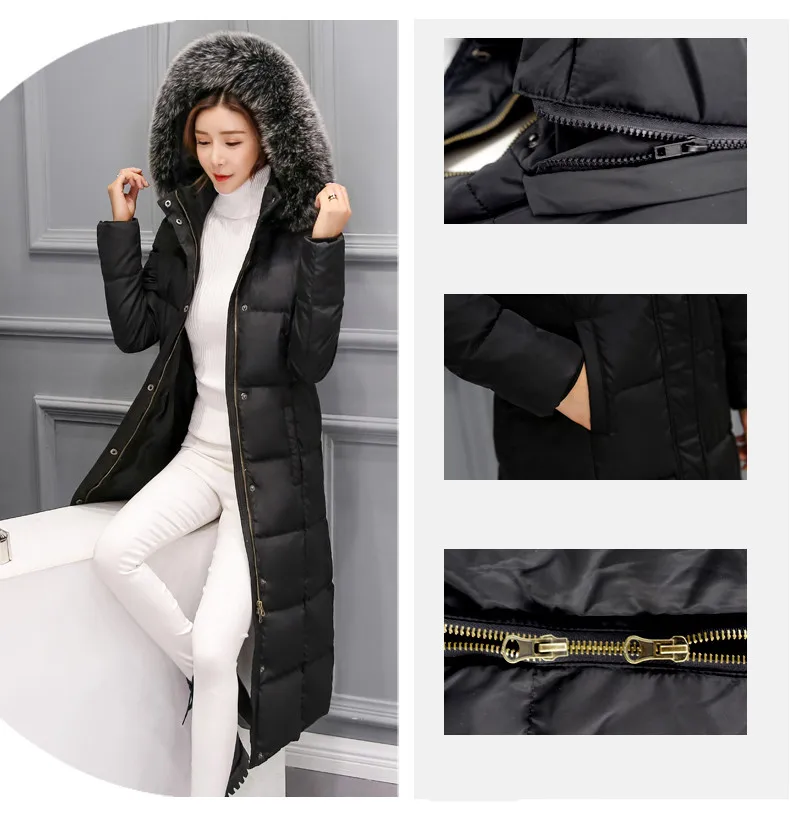 Women Winte Down Jacket Coat White Duck Down Long Parka Hooded Fur Collar Coat Women Paded Winter Coats Female 2018 As05 (11)