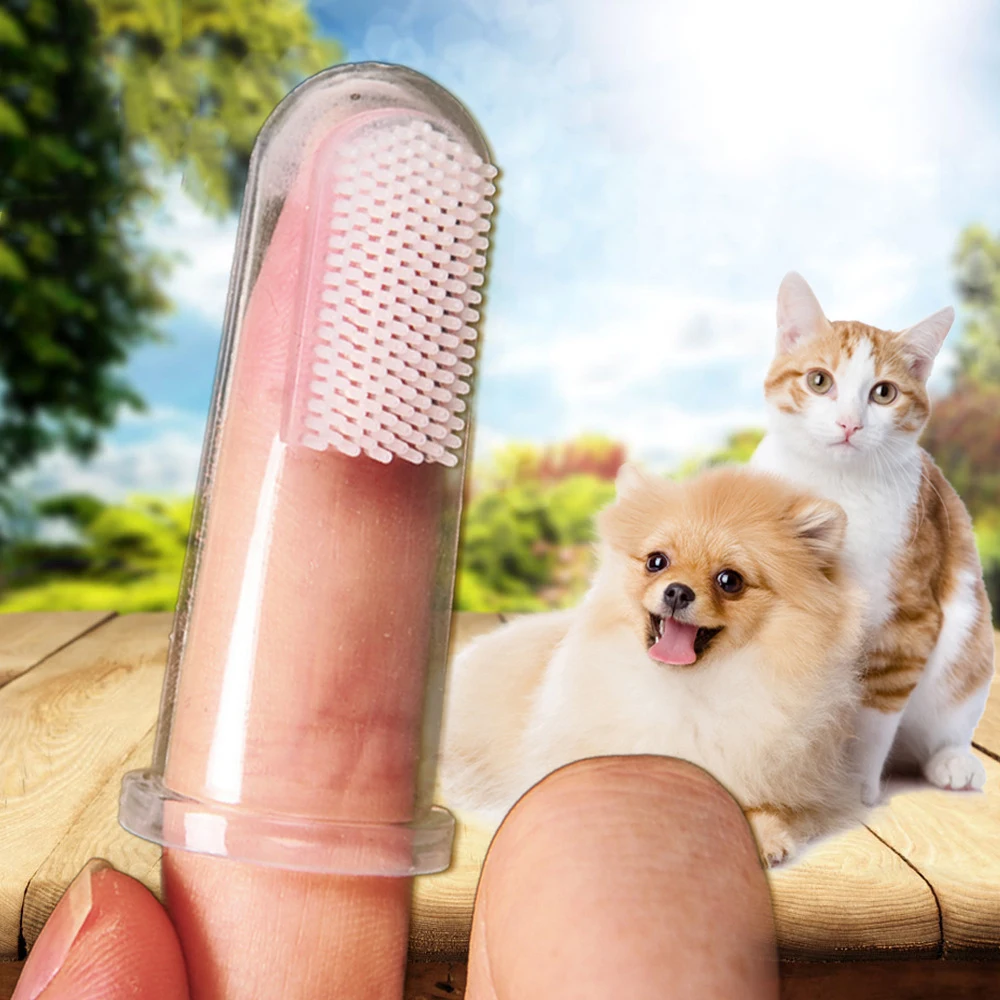 

1 PC Super Soft Pet Finger Toothbrush Teddy Dog Brush Bad Breath Tartar Teeth Tool Dog Cat Cleaning Supplies