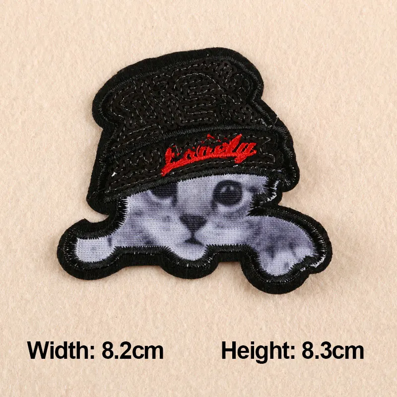 1PC Patches For Clothing Giltter Cute Cat Embroidery 8.2x8.3cm Patches
