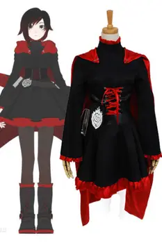 

Anime Cosplay Costume Full Set Ruby Rose Costume Red Trailer Ruby Battle Uniform Dresses Cosplay Costume