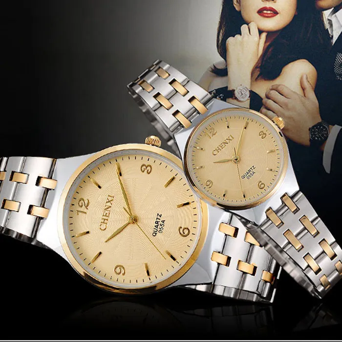 Пара часы для мужчин и женщин бизнес мужчин кварцевые роскошные коммерческие мужские из нержавеющей стали CHENXI ремешок кварцевые наручные часы