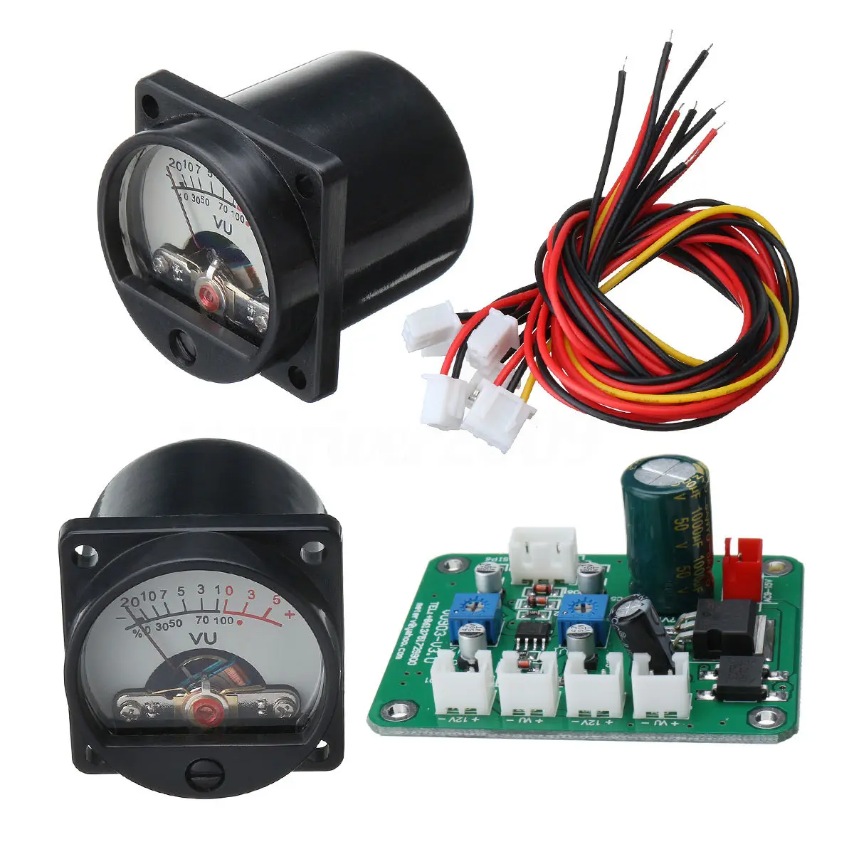 New 2pcs 10-12V VU Panel Meter 500UA Warm Back Light Recording + Driver Module High Quality