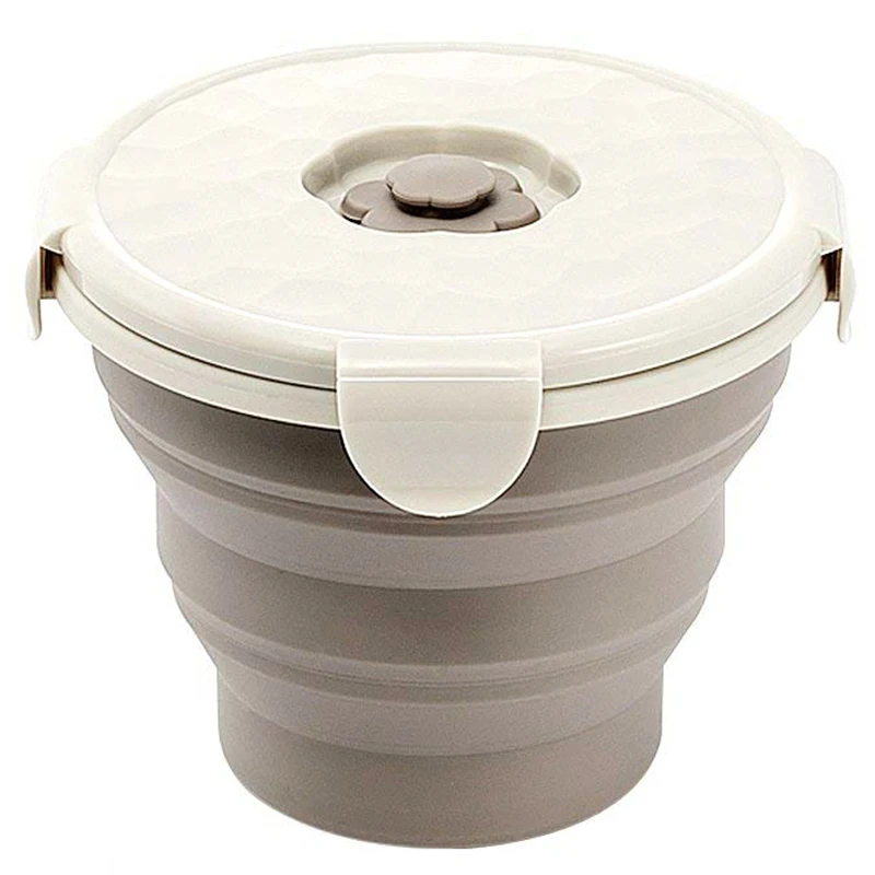 

660Ml Food Grade Silicone Collapsible Camping Bowl with Lid for Outdoor Hiking,Lunch Box for Office