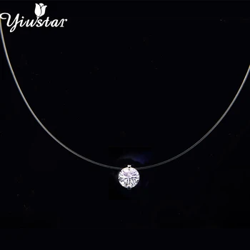 

Yiustar New Arrival Women Rhinestone Choker Necklace Transparent Fishing Line Invisible Chain Necklace Simple Collier Femme Gift