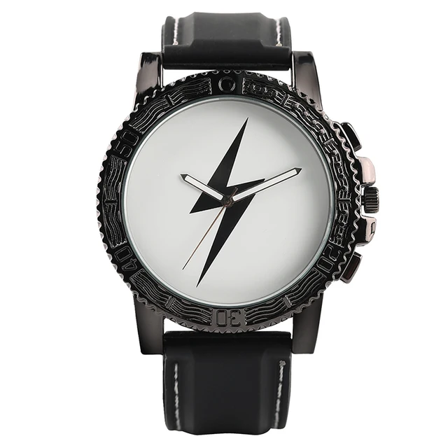 cool lightning symbol men waterproof silicone watch bolt thunder