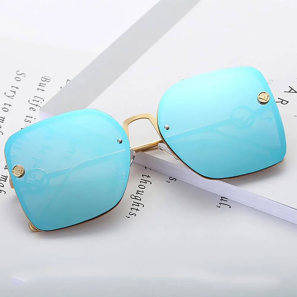 Retro F Designer Square Sunglasses Women Men Oversized Vintage Glasses Black Sun Glasses Shades UV400 Accessory Eyeglasses - Цвет линз: Blue