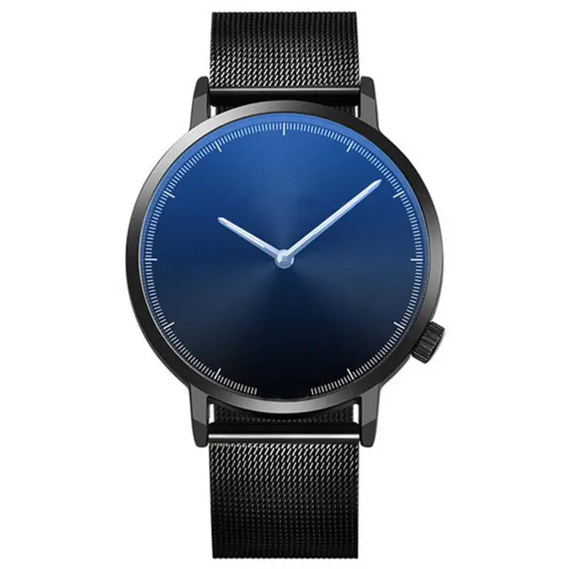 

Brand Mens Watch No Logo Men Watches Minimalist Design Two Pointer High Quality Waterproof Black Blue Stainless Steel Wristwatch
