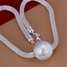 New Listing Hot sell silver plated frosted ball network chain charm women lady Necklace Fashion trends Jewelry Gifts N182
