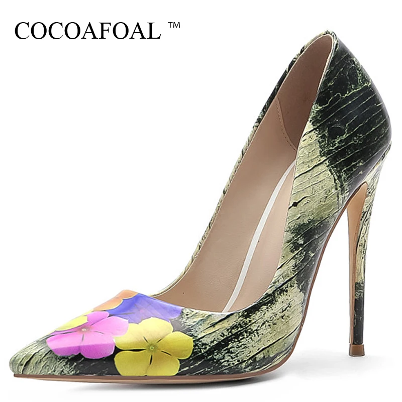 

COCOAFOAL Graffiti Sexy Stiletto Women's High Heels Shoes Woman Wedding Pumps Plus Size Fashion Sexy Party Pointed Toe Pumps