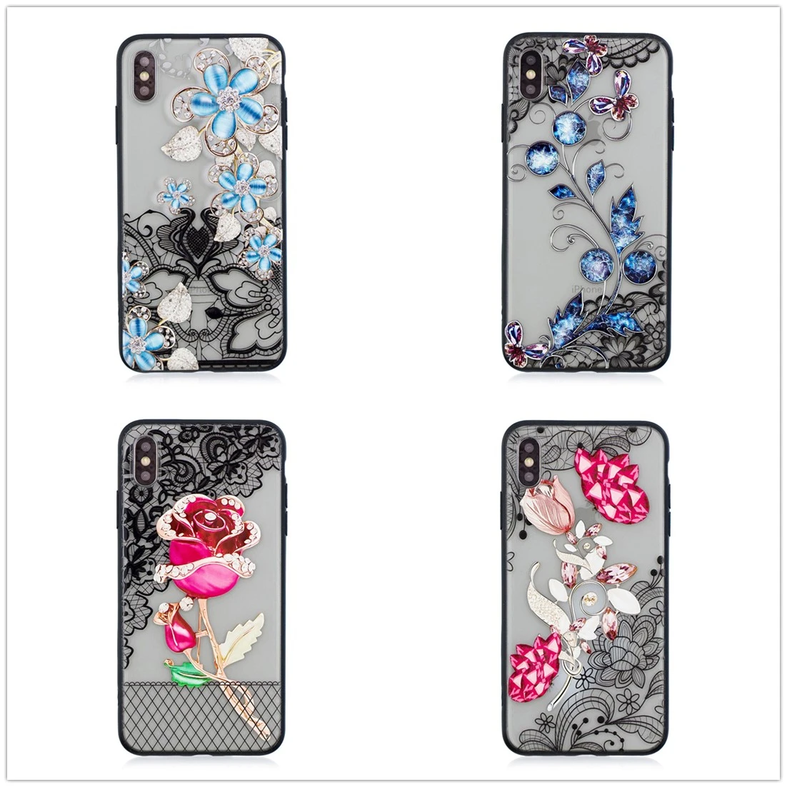 

Luxury Bling Glitter Case for iPhone XS Max Caso For iPhone 8 7 6 6S Plus X XR Back Cover flower Heart Soft Silicone Phone Cases