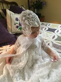 

Custom Hundred days baby lace long ball gown dress