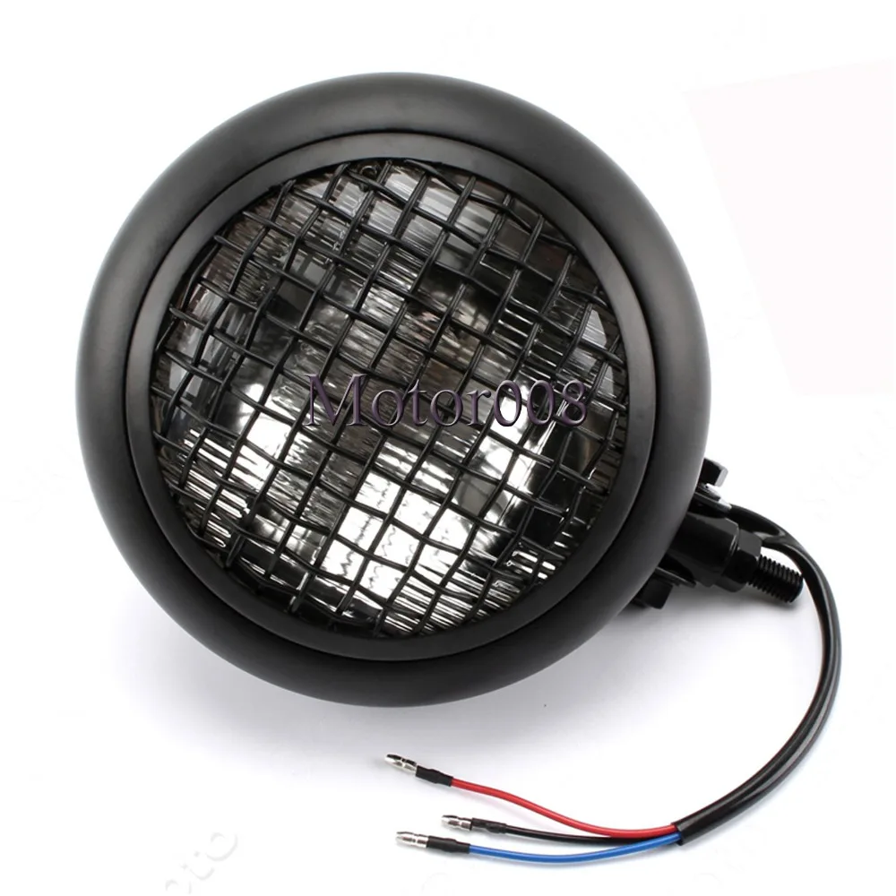 Universal Black Mesh Grill H4 55W Retro Headlight Motor Headlamp