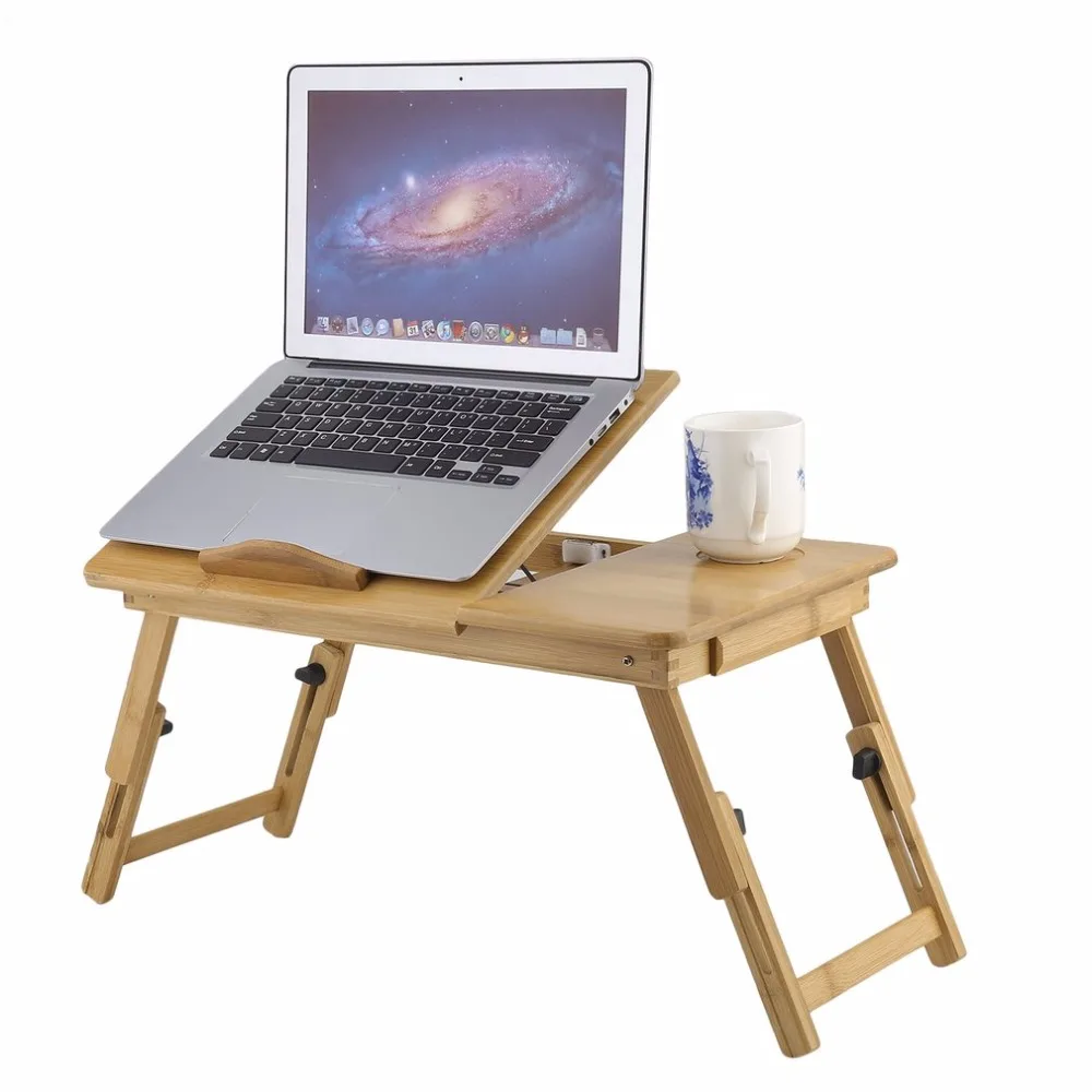 Classical Fashion Portable Adjustable Folding Bamboo Laptop Table Sofa Bed Office Laptop Stand Desk Computer Notebook Bed Table