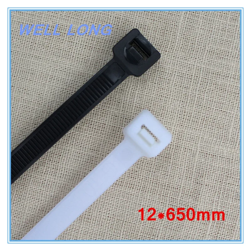

200pcs/lot 12*650mm Black White Nylon Wire Cable Zip Ties, Cable Ties.