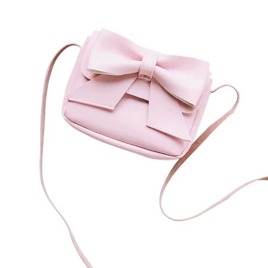 Детская Милая кожаная сумка с бантом для девочек, мини-сумка, роскошные сумки для девочек, дизайнерские сумки mujer C - Цвет: Розовый