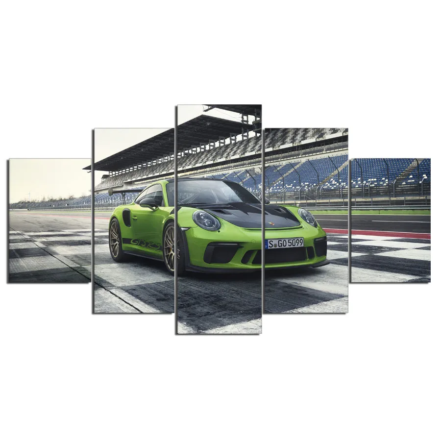 5 Panels Framed GT3RS Sports Car Wall Art Picture Home Decoration