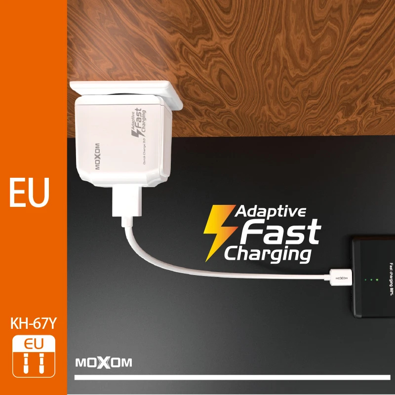 MOXOM Quick Charge 3,0 USB зарядное устройство QC3.0 QC Быстрая зарядка UK EU переходник настенное зарядное устройство для мобильного телефона для iPhone samsung Xiaomi