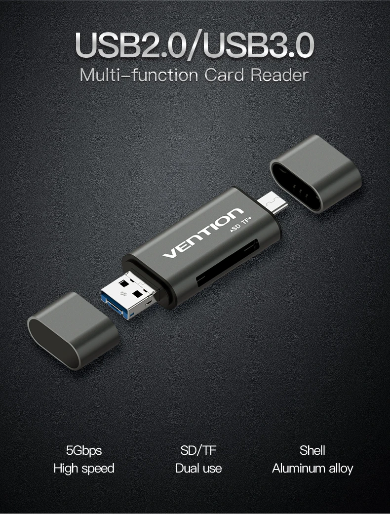 Vention Micro SD кард-ридер адаптер type C Micro USB SD карта памяти адаптер для MacBook ноутбука USB 3,0 SD/TF OTG кард-ридер