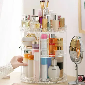 

Makeup Cosmetic Rack Holder 360 Degree Rotating Organizer Storage Box Case Neat Clear Space Transparent
