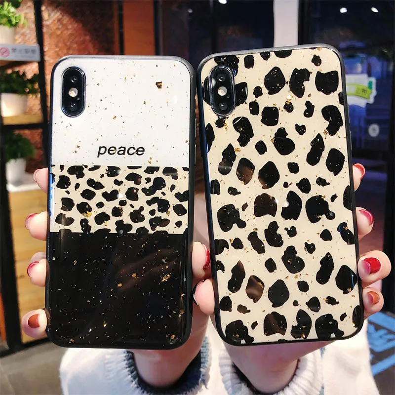 Gold Foiled Marble Phone Case Redmi Note 5 6 7 8 Pro Luxury Bling Glitter Cover For Xiaomi 9 SE Mix 2 2s 3 K20 CC9 Leopard |
