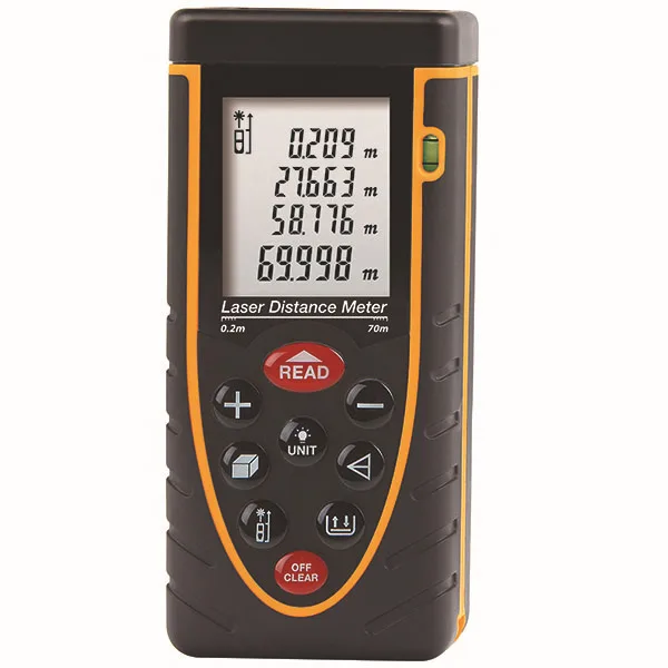 

Free Shipping RZ-E70 70m(229ft) Laser distance meter with bubble level Rangefinder Range finder Tape measure wholesale OEM
