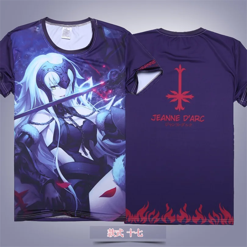 Японская одежда для аниме косплея, футболка, футболки с коротким рукавом, топ с полным графическим рисунком Fate/stay night FGO Saber Joan of Arc, игры для мужчин и женщин - Цвет: 17