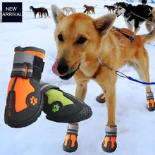 Водонепроницаемая черная обувь для больших собак, противоскользящая обувь, походная одежда для собак и обувь для йоркширских собак, оранжевая зимняя обувь для собак