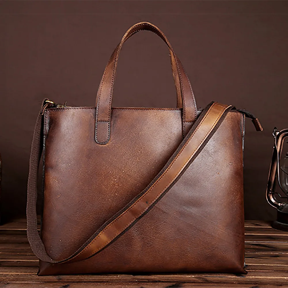 

Genuine Leather Tote Messenger Business Bags Laptop Handbag Real Cowhide High Quality Cross Body Men Briefcase Shoulder Bag