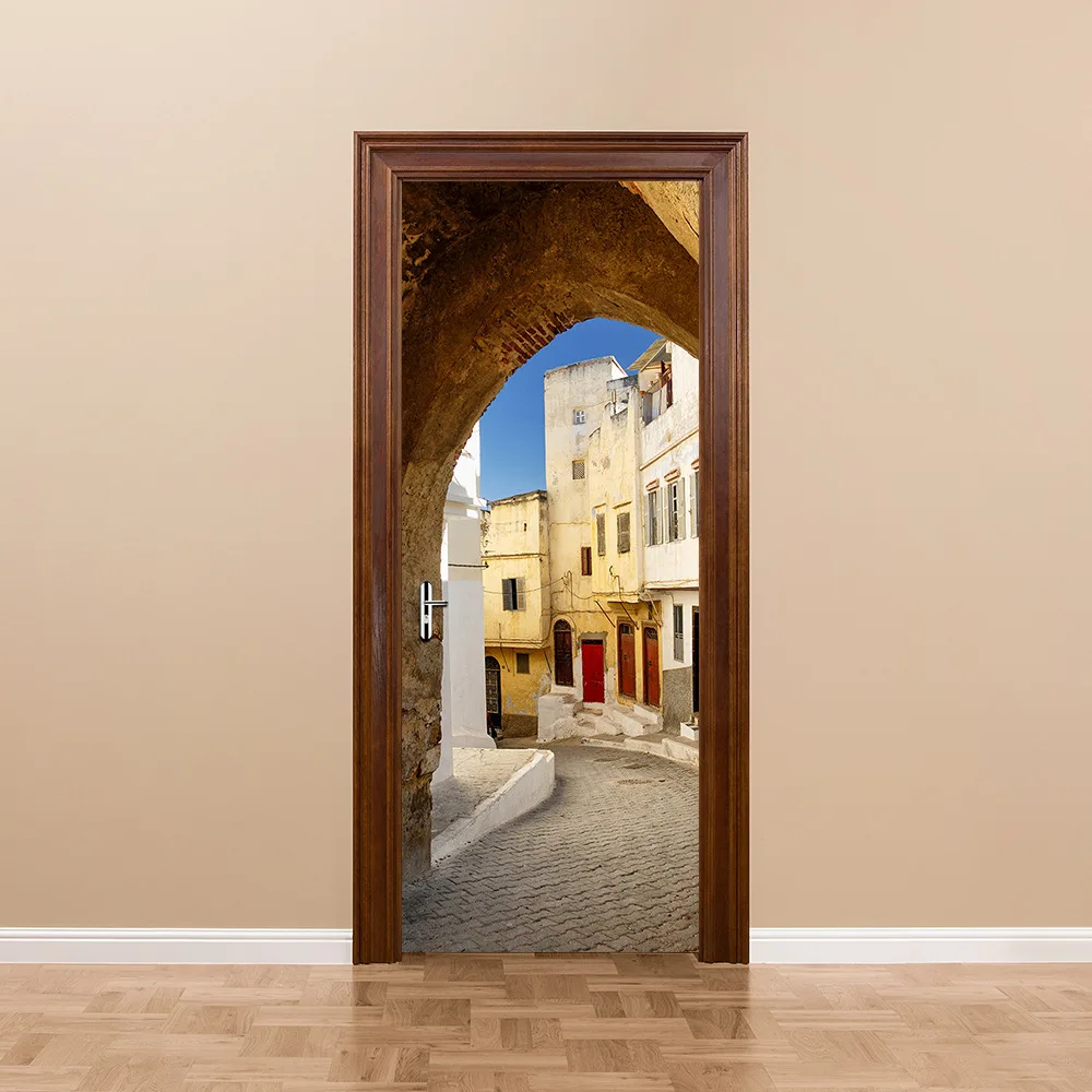 

funlife Narrow Streets Diy Imitation 3D Water-proof Mural Poster Living Room Bathroom PVC Wall Decal Creative Door Sticker