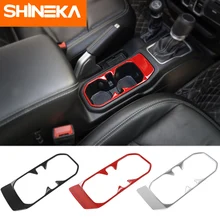 SHINEKA Modanature interne Anteriore Dell’automobile di Scarico Supporto di Tazza Cornice Decorativa Adesivi Per Jeep Wrangler Accessori JL 2018 + Avanzata