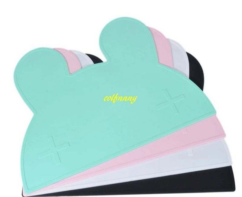 100pcs/lot Lovely Bear & Bunny Silicone Placemat Kids Baby Silicone mat
